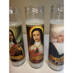 Beyoncé Rihanna Lady Gaga Saint Prayer Candles 2 New 1 Used Novelty Art
